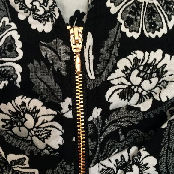 Joseph Ribkoff Womens Jacket Sz 8 Black White Floral 3\4 Sleeve Zip Closure - Picture 8 of 11